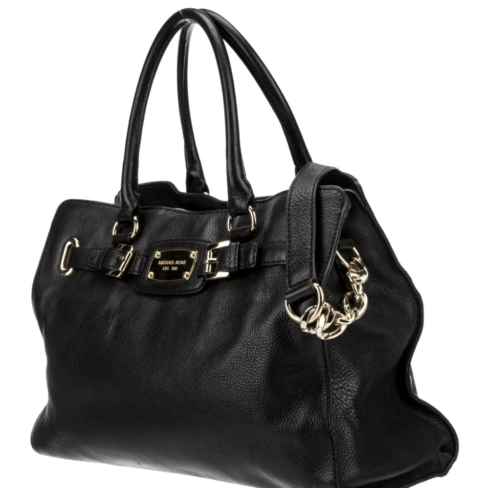 Michael Kors Black Shoulder Bag with Gold Accents